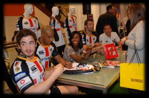 Alexandra Burke, Danny Cipriani, Tom Varndell, Simon Shaw, Tony Hanks @ Selfridges